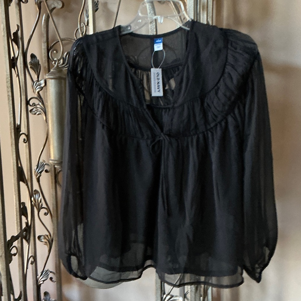Old Navy Elegant Black Sheer Blouse